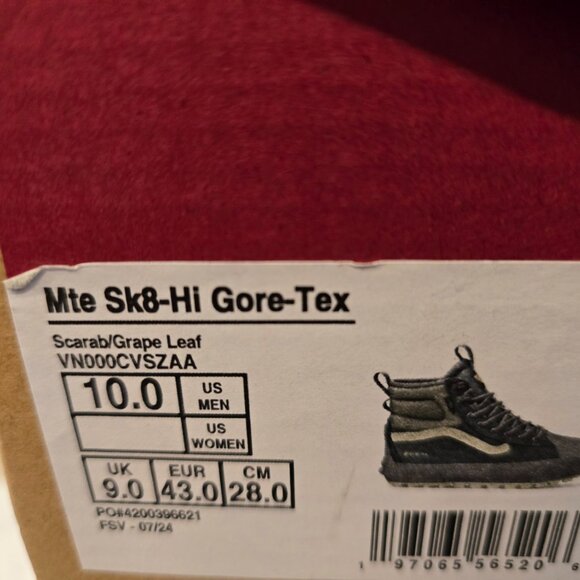 Vans MTE Sk8-Hi GORE-TEX Insulated Shoe Scarab/Grape Mens Size 10 Hiking Boot - Picture 9 of 13